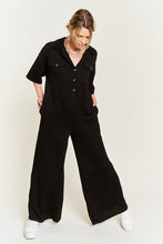 Load image into Gallery viewer, Fashionable Pink Basic Collar Shirt Wide leg Jumpsuit-Plus Size Dream Girl
