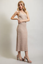 Load image into Gallery viewer, Taupe Knit Ribbed Knit Sleeveless Tank Style Maxi Dress-Plus Size Dream Girl
