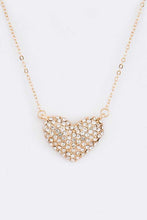 Load image into Gallery viewer, Crystal Heart Gold Pendant Necklace Set-Plus Size Dream Girl
