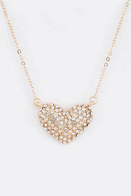 Crystal Heart Gold Pendant Necklace Set-Plus Size Dream Girl