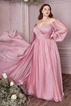 Load image into Gallery viewer, Curvy Sweetheart Sage Green Satin Off Shoulder Long Sleeve Maxi Dress-Plus Size Dream Girl
