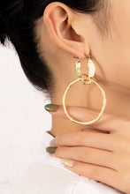 Load image into Gallery viewer, Statement Gold Hammered Hoop Drop Earrings-Plus Size Dream Girl

