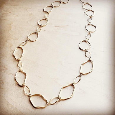 Matte Gold Long Hoop and Circle Necklace-Plus Size Dream Girl