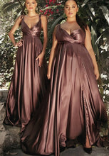 Load image into Gallery viewer, Goddess Satin Sage Green High Split Sleeveless Maxi Gown-Plus Size Dream Girl
