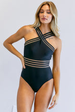 Load image into Gallery viewer, White Solid Halter Neck One Piece Swimsuit-Plus Size Dream Girl
