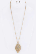 Load image into Gallery viewer, Pave Crystals Gold Leaf Pendant Necklace Set-Plus Size Dream Girl
