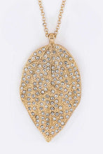 Load image into Gallery viewer, Pave Crystals Gold Leaf Pendant Necklace Set-Plus Size Dream Girl
