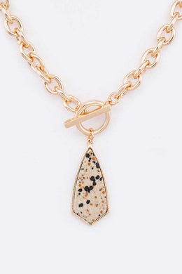 Genuine Natural Stone Gold Pendant Chain Necklace-Plus Size Dream Girl