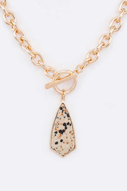 Genuine Natural Stone Pendant Chain Necklace-Plus Size Dream Girl