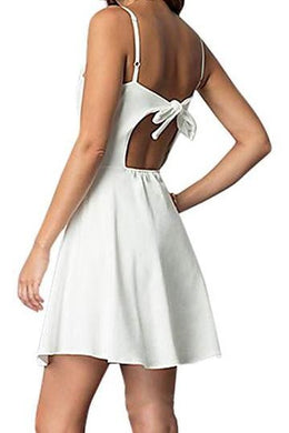 White Flare Tie Back Sleeveless Mini Dress-Plus Size Dream Girl