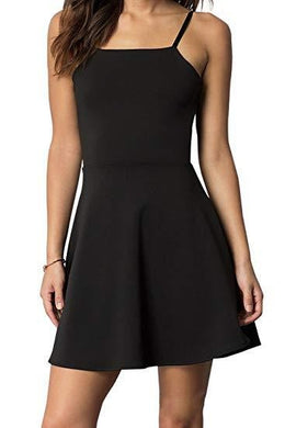 Black Flare Tie Back Sleeveless Mini Dress-Plus Size Dream Girl