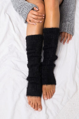 Soft Knit Black Eyelash Leg Warmers-Plus Size Dream Girl