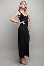 Load image into Gallery viewer, Black Knit Ribbed Knit Sleeveless Tank Style Maxi Dress-Plus Size Dream Girl
