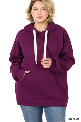 Plus Oversized Dark Plum Hoodie Long Sleeve Sweatshirt-Plus Size Dream Girl