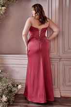 Load image into Gallery viewer, Satin Corset Dark Green Off Shoulder Long Gown-Plus Size Dream Girl
