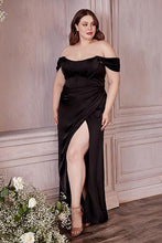 Load image into Gallery viewer, Satin Corset Rosewood Off Shoulder Long Gown-Plus Size Dream Girl
