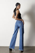 Load image into Gallery viewer, Distressed Frayed Hem Blue Jeans-Plus Size Dream Girl
