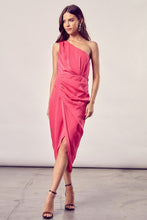 Load image into Gallery viewer, Modern Paradise Pink One Shoulder Wrap Dress-Plus Size Dream Girl
