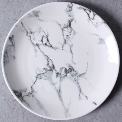 White Marble Round Dinner Plate-Plus Size Dream Girl