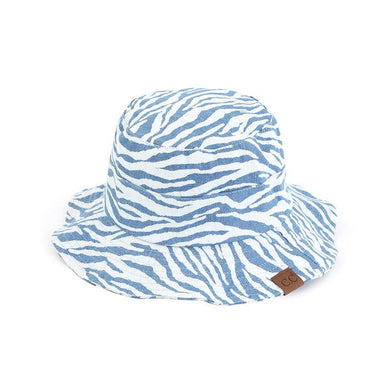 Hand Dyed Blue Zebra Style Summer Bucket Hat-Plus Size Dream Girl