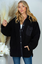 Load image into Gallery viewer, Plus Size Light Blue Long Sleeve Solid Woven Sherpa Jacket-Plus Size Dream Girl
