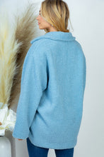 Load image into Gallery viewer, Plus Size Light Blue Long Sleeve Solid Woven Sherpa Jacket-Plus Size Dream Girl
