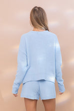 Load image into Gallery viewer, Cozy Light Blue Simley Face Top with Shorts Set (Copy)-Plus Size Dream Girl
