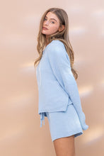 Load image into Gallery viewer, Cozy Light Blue Simley Face Top with Shorts Set (Copy)-Plus Size Dream Girl
