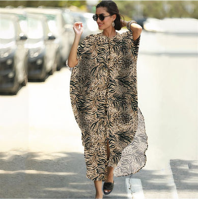 Oversized Python Printed Loose Fit Cover Up Maxi Dress-Plus Size Dream Girl