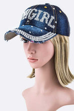 Load image into Gallery viewer, Crystal Cowgirl Embellished Fashion Denim Cap-Plus Size Dream Girl
