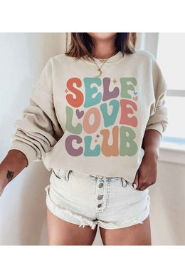 Plus Size Sand Self Love Long Sleeve Graphic Sweatshirt-Plus Size Dream Girl