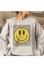 Load image into Gallery viewer, Plus Size Sand Happy Face Leopard Graphic Swearshirt-Plus Size Dream Girl
