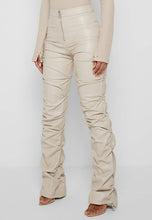Load image into Gallery viewer, Ruched Cream Faux Leather Zip Front Pants-Plus Size Dream Girl
