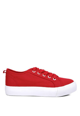 Glam Doll Knitted Red Metallic Platform Sneakers-Plus Size Dream Girl