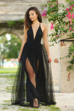 Load image into Gallery viewer, Chiffon Hunter Green Tulle Mesh Sleeveless Cocktail Maxi Dress-Plus Size Dream Girl
