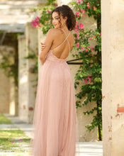 Load image into Gallery viewer, Chiffon Blush Pink Tulle Mesh Sleeveless Cocktail Maxi Dress-Plus Size Dream Girl
