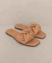 Load image into Gallery viewer, Camel Brown Knotted Slide Sandal-Plus Size Dream Girl
