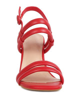 Load image into Gallery viewer, Red Strappy Slim Block Heel Sandal-Plus Size Dream Girl
