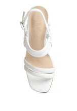 Load image into Gallery viewer, White Strappy Slim Block Heel Sandal-Plus Size Dream Girl
