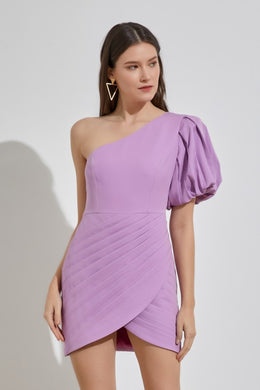 Sophisticated Lavender Purple One Shoulder Ruffle Dress-Plus Size Dream Girl