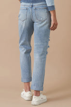 Load image into Gallery viewer, Vintage Style Blue Denim Rolled Up Boyfriend Jeans-Plus Size Dream Girl
