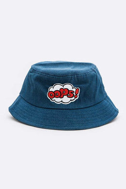 Oops Embroidered Patch Denim Bucket Hat-Plus Size Dream Girl