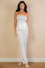 Load image into Gallery viewer, Side Slit White Bandeau Top &amp; Flare Pants Set-Plus Size Dream Girl
