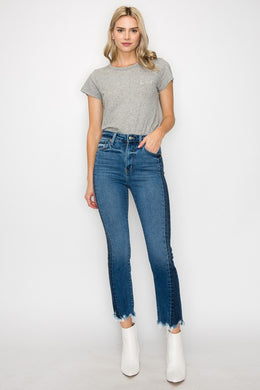 Plus Size Frayed Denim Blue Jeans-Plus Size Dream Girl