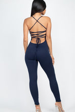Load image into Gallery viewer, Criss-Cross Open Back Black Bodycon Jumpsuit-Plus Size Dream Girl
