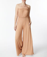 Load image into Gallery viewer, Bamboo Strapless Camel Chic Wide Leg Jumpsuit-Plus Size Dream Girl
