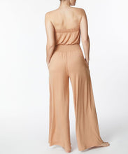 Load image into Gallery viewer, Bamboo Strapless Camel Chic Wide Leg Jumpsuit-Plus Size Dream Girl
