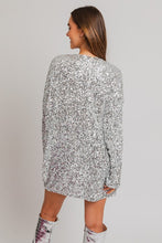 Load image into Gallery viewer, Silver Loose FIt Long Sleeve Sequin Mini Dress-Plus Size Dream Girl
