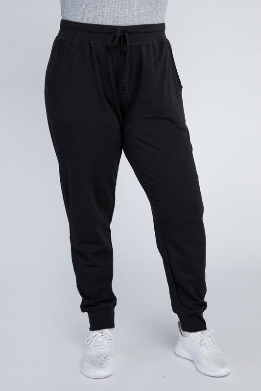 Plus Size Black Comfy Chic Casual Jogger Pants-Plus Size Dream Girl