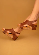 Load image into Gallery viewer, Beautiful Denim Cork Style Wedge Sandals-Plus Size Dream Girl
